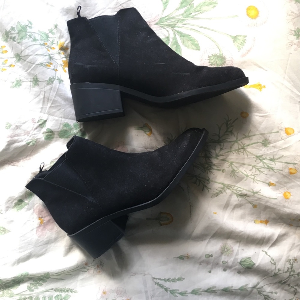 black suede ankle boots